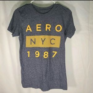 Aeropostale T Shirt Heather Blue sz Small Adult Aero NYC 1987